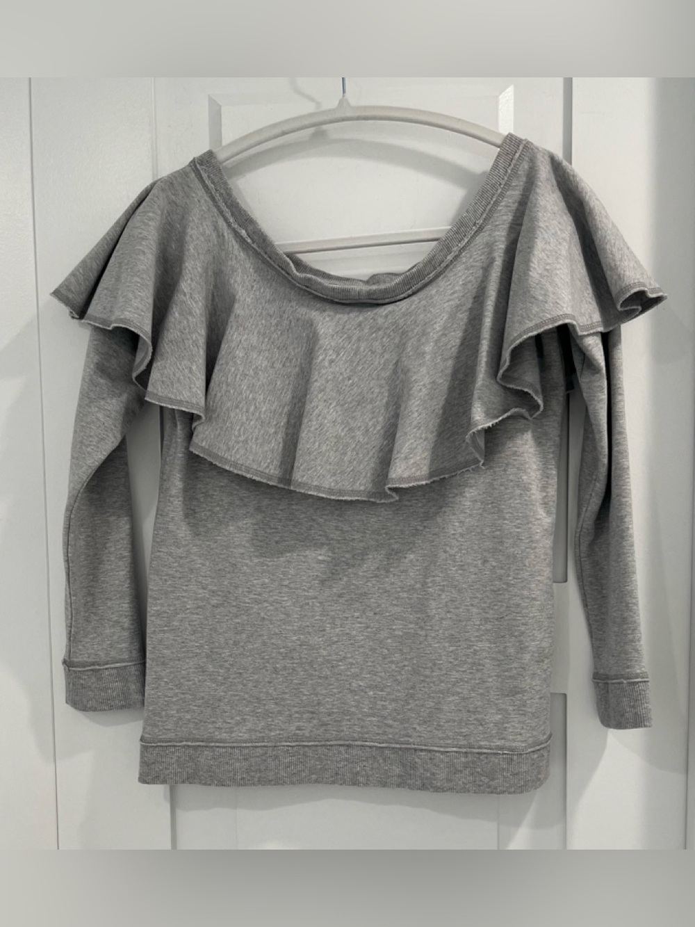 BOSTON PROPER Heathered Gray Sweatshirt, Size XXS